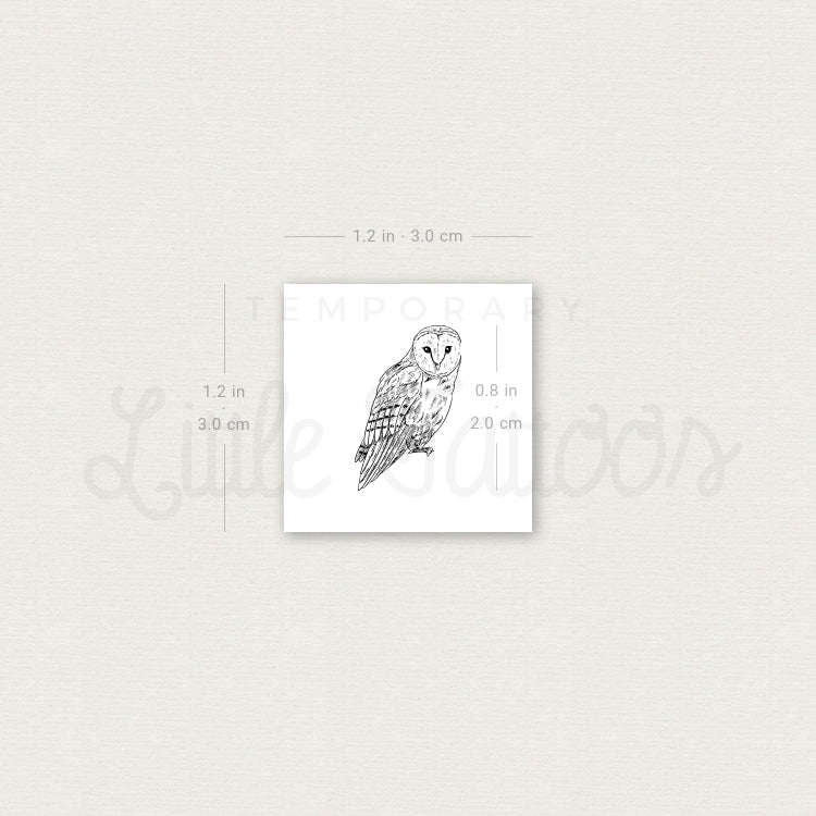 Small Barn Owl Temporary Tattoo - Set of 3