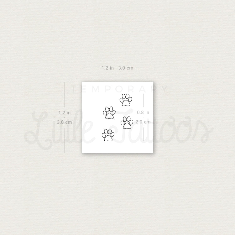 Paw Print Outlines Temporary Tattoo - Set of 3
