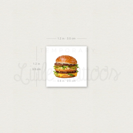 Realistic Hamburger Temporary Tattoo - Set of 3