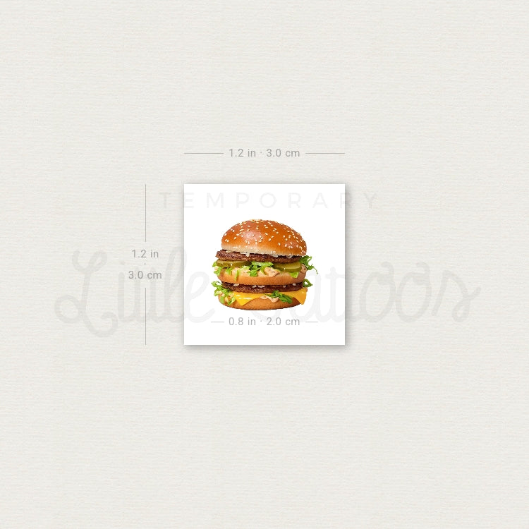 Realistic Hamburger Temporary Tattoo - Set of 3