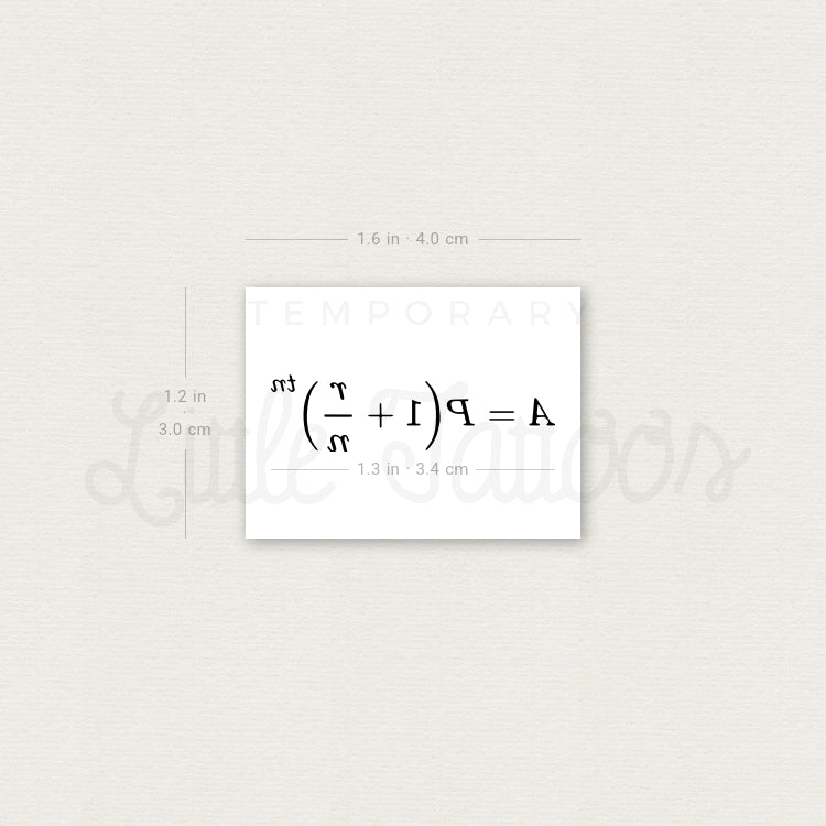 Compound Interest Formula Temporary Tattoo - Set of 3