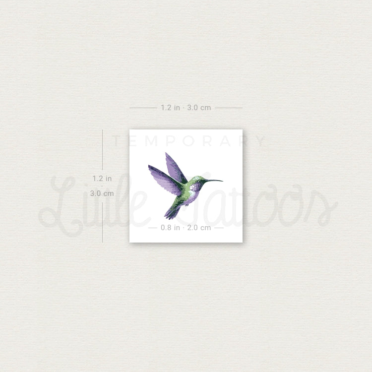 Watercolor Hummingbird Temporary Tattoo - Set of 3