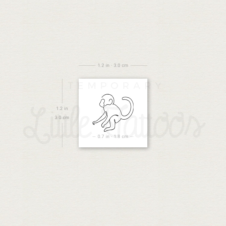 Single Line Monkey Temporary Tattoo - Set of 3