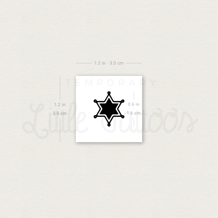 Sheriff Star Temporary Tattoo - Set of 3