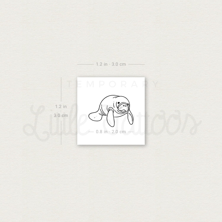 Small Manatee Temporary Tattoo - Set of 3