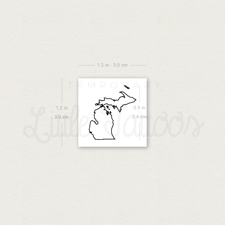 Tatuaje temporal del mapa de Michigan (juego de 3)