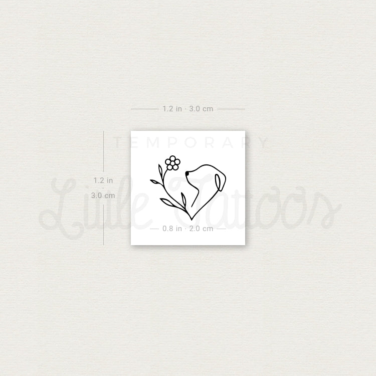 Dogs Love Flowers Temporary Tattoo - Set of 3