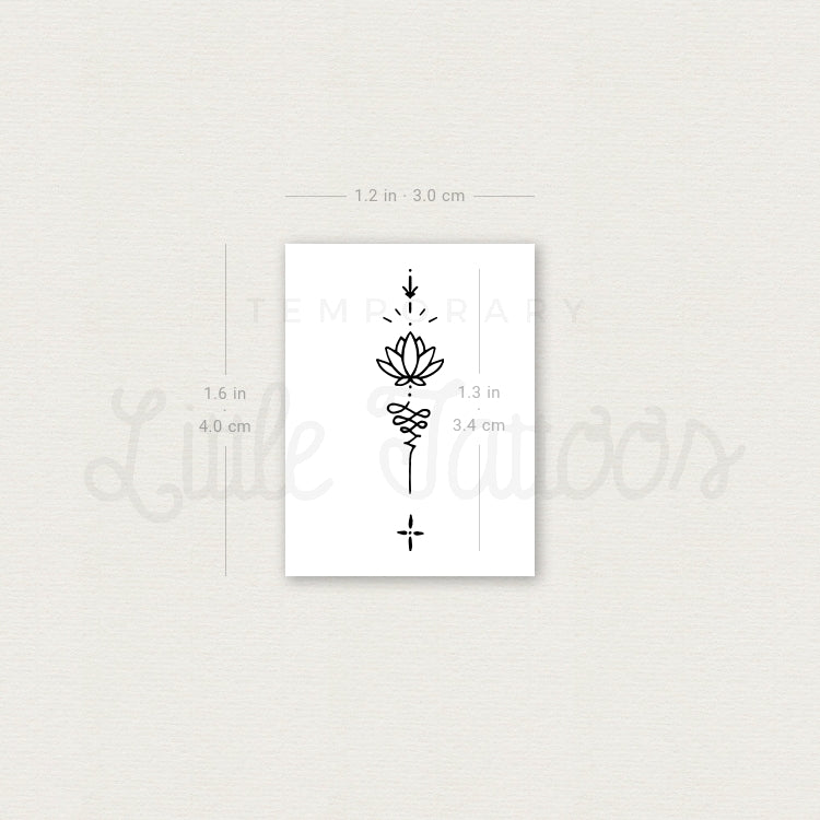Ornamental Lotus Unalome Temporary Tattoo - Set of 3