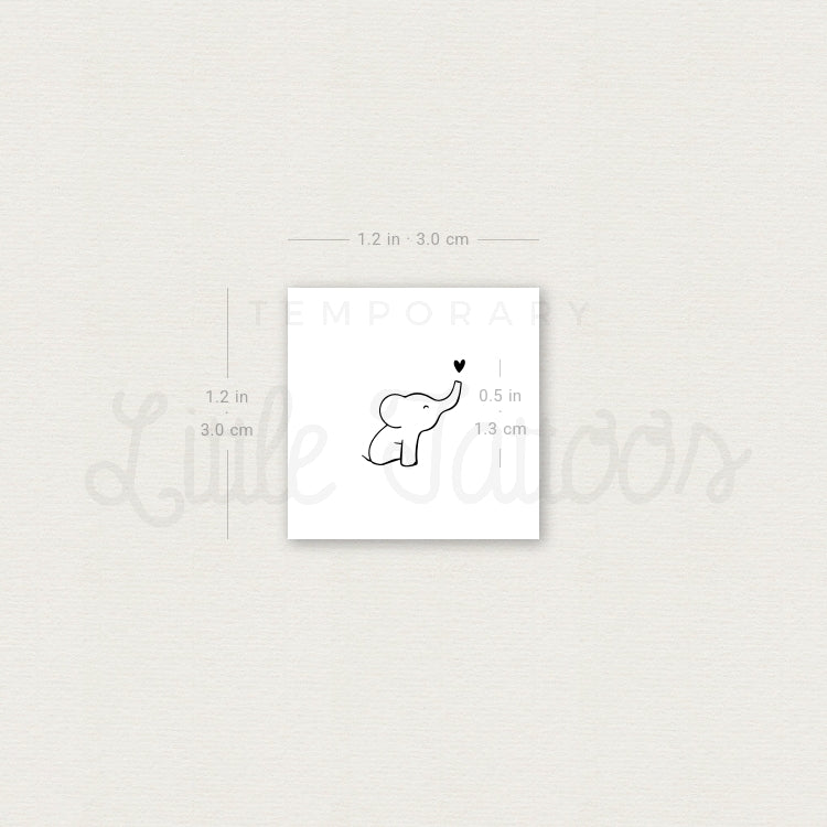 Little Baby Elephant Temporary Tattoo - Set of 3