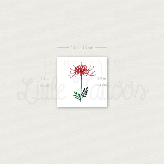 Small Red Spider Lily By Zihee Temporary Tattoo - Set of 3
