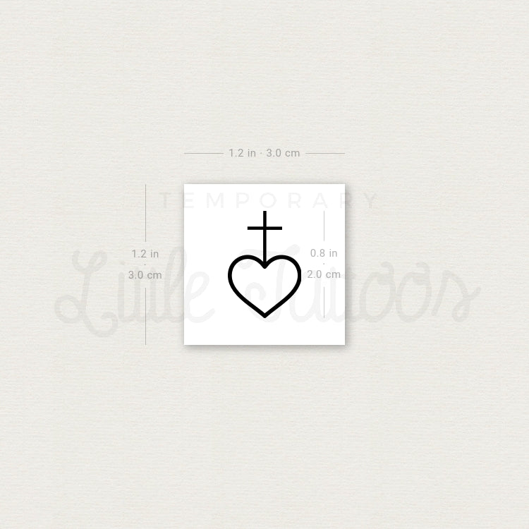 Tatuaje temporal de corazón y cruz (juego de 3)