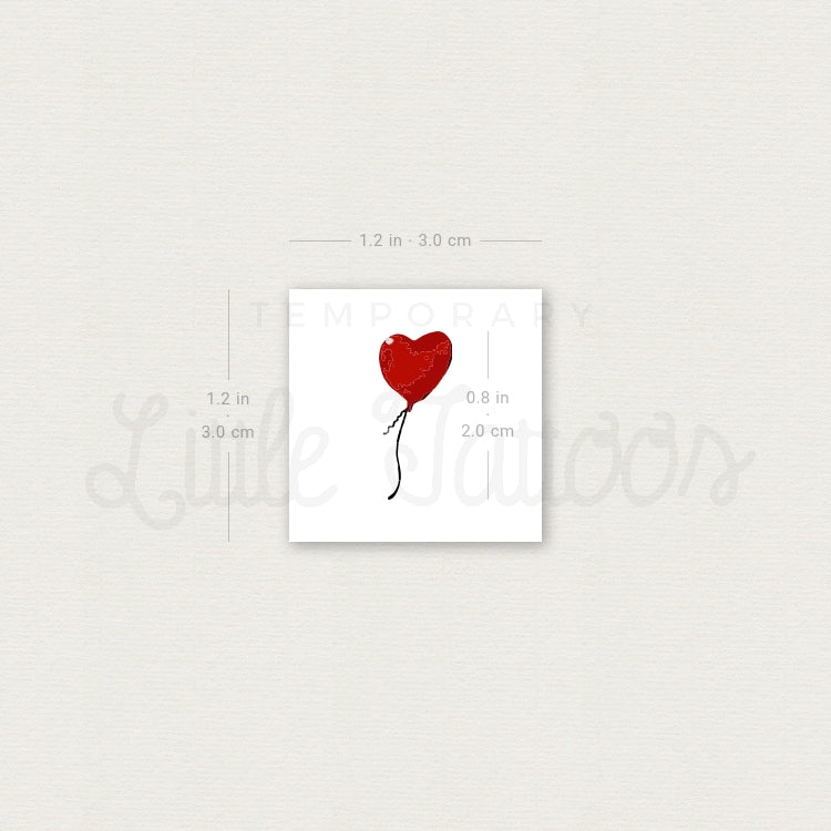 Red Balloon Temporary Tattoo - Set of 3