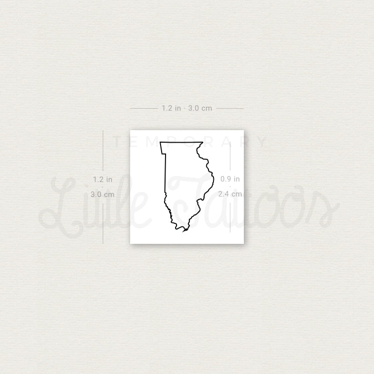 Tatuaje temporal del contorno del mapa de Illinois (juego de 3)