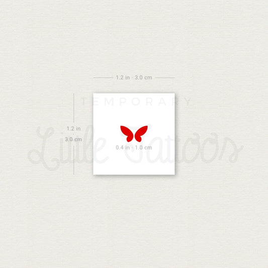 Red Minimal Butterfly Temporary Tattoo - Set of 3