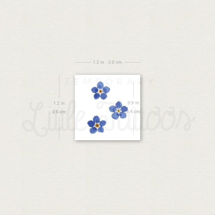 Three Forget-me-not Flowers Temporary Tattoo - Set of 3
