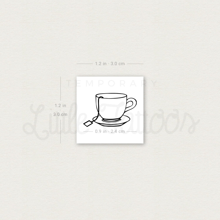 Tatuaje temporal de taza y bolsita de té (juego de 3)