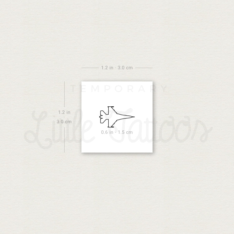 Jet Fighter Outline Temporary Tattoo - Set of 3