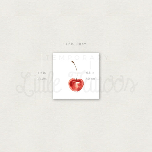 Watercolor Cherry Temporary Tattoo - Set of 3