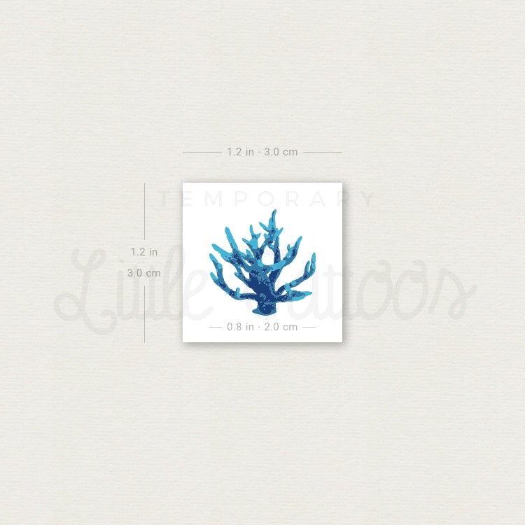 Tatuaje temporal de coral azul - Juego de 3