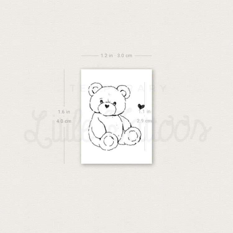 Lovely Teddy Bear By Stefano Mazza Temporary Tattoo - Set of 3