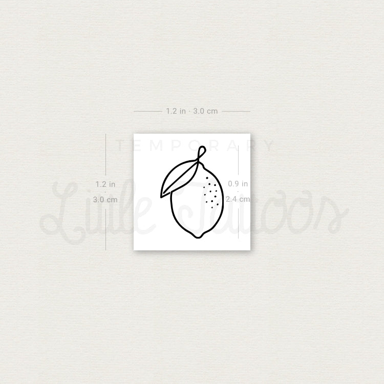 Single Line Lemon Temporary Tattoo - Set of 3