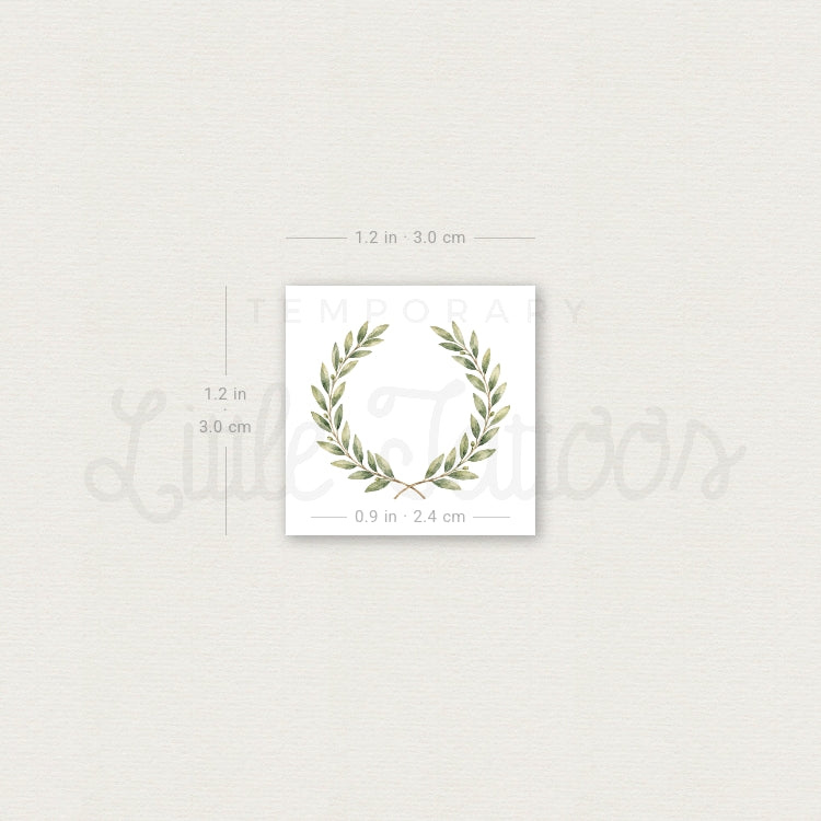 Watercolor Laurel Wreath Temporary Tattoo - Set of 3
