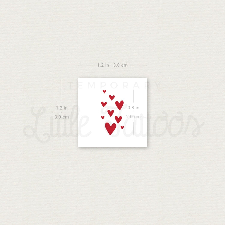 Heart Avalanche Temporary Tattoo - Set of 3