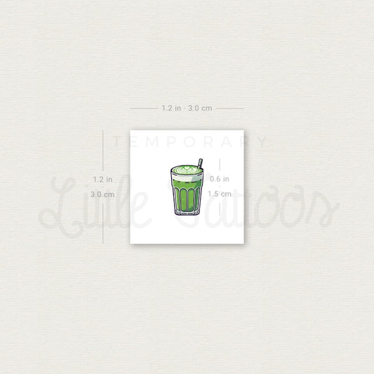 Tiny Matcha Latte Temporary Tattoo - Set of 3
