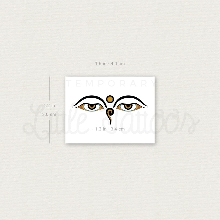 Compassionate Eyes Of Buddha Temporary Tattoo - Set of 3
