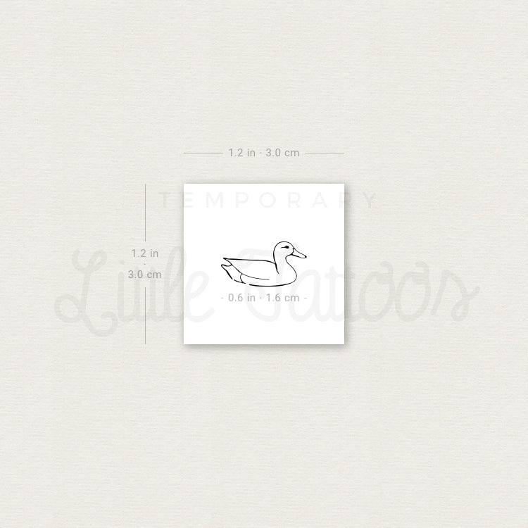 Fine Line Duck Temporary Tattoo - Set of 3