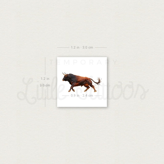 Little Spanish Fighting Bull Temporary Tattoo - Set of 3