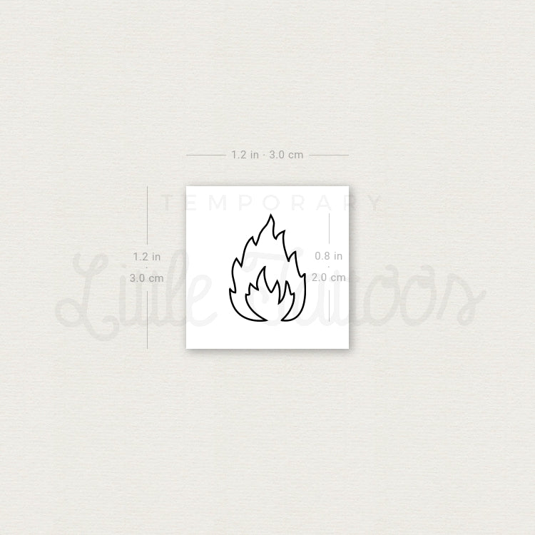 Small Fire Flame Temporary Tattoo - Set of 3