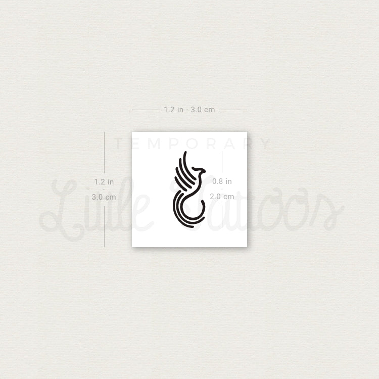 Minimalist Phoenix Temporary Tattoo - Set of 3