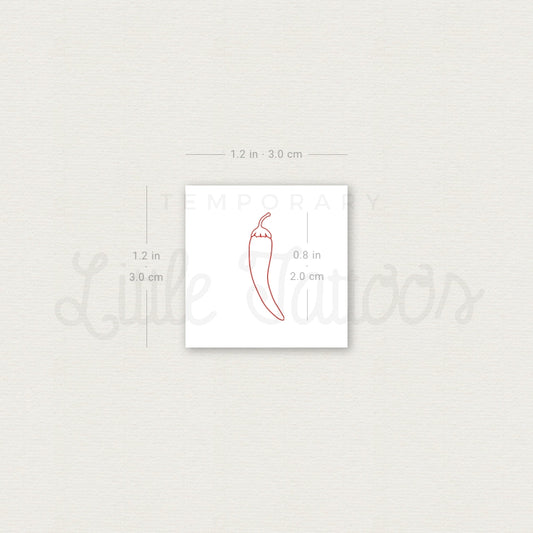 Tatuaje temporal de chile rojo - Juego de 3