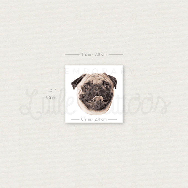 Pug Portrait Temporary Tattoo - Set of 3