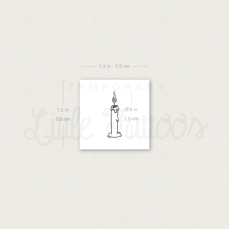 Small Candle Temporary Tattoo - Set of 3