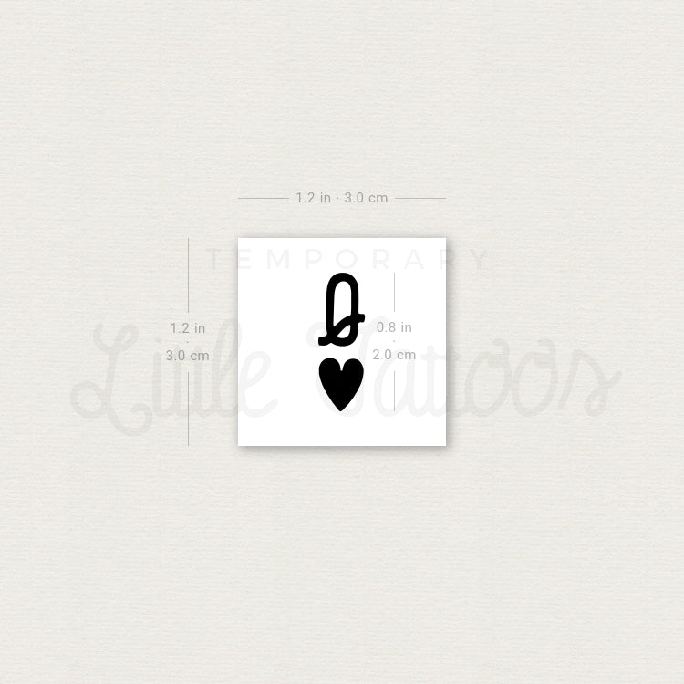 Black Queen Of Hearts Temporary Tattoo - Set of 3