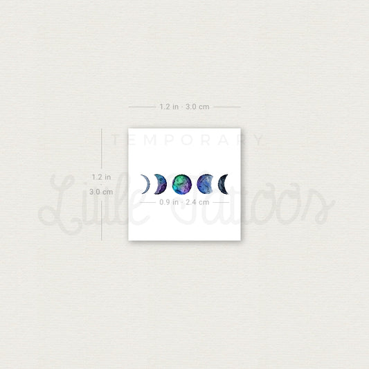 Small Moon Phases By Ann Lilya Temporary Tattoo - Set of 3