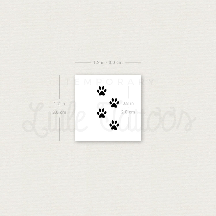 Four Tiny Paws Temporary Tattoo - Set of 3