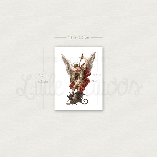Archangel Michael Defeating Satan Temporary Tattoo - Set of 3