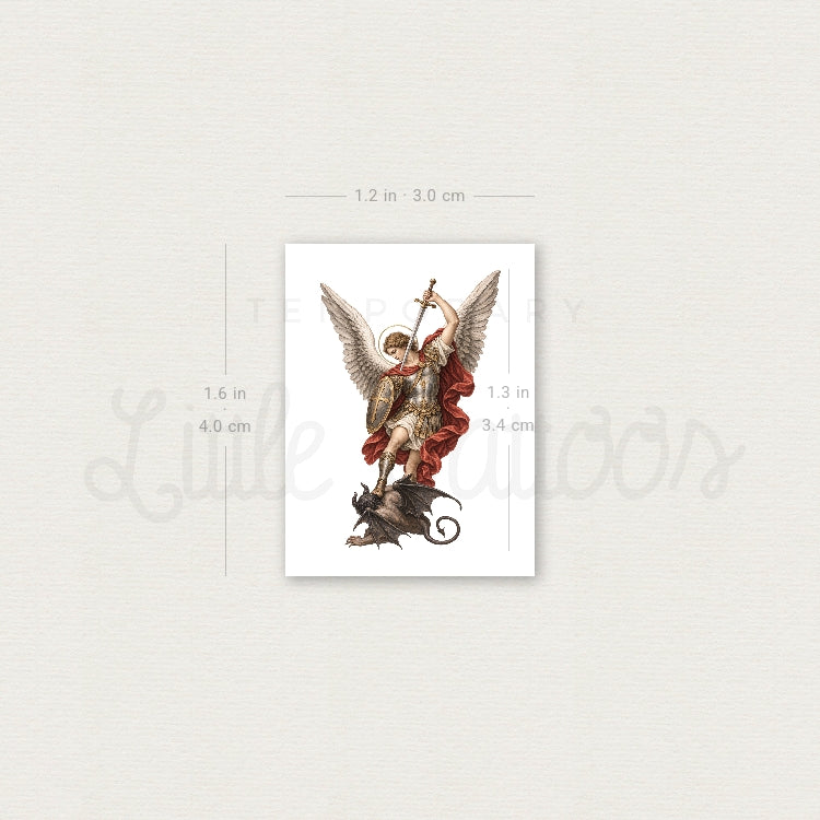 Archangel Michael Defeating Satan Temporary Tattoo - Set of 3
