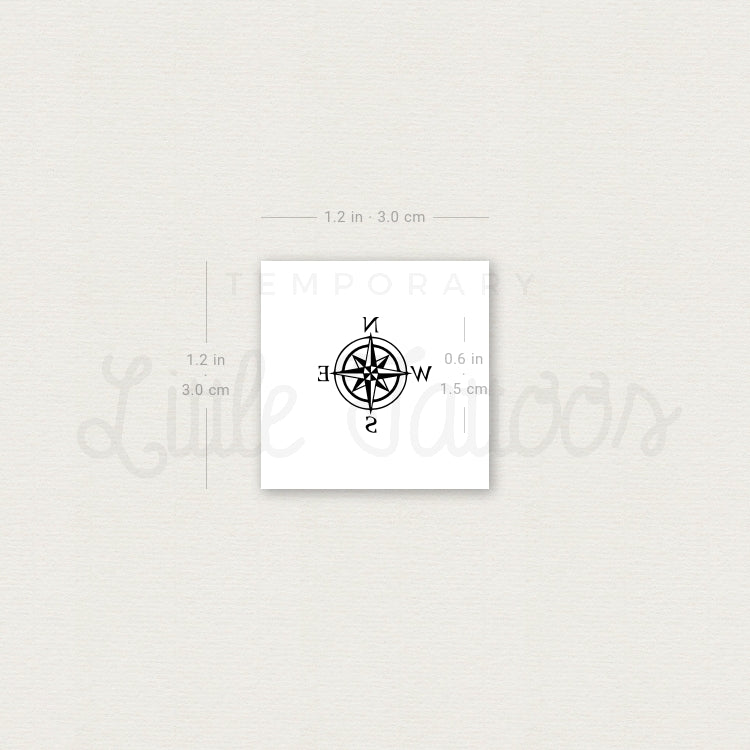Tiny Compass Rose Temporary Tattoo - Set of 3