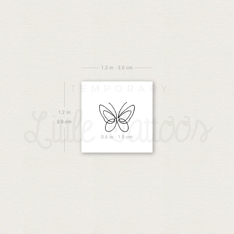 Single Line Butterfly Temporary Tattoo - Set of 3