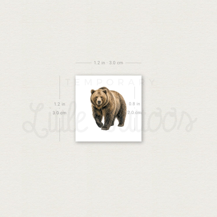 Watercolor Grizzly Bear Temporary Tattoo - Set of 3