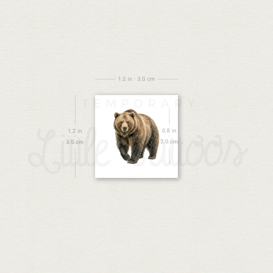 Watercolor Grizzly Bear Temporary Tattoo - Set of 3