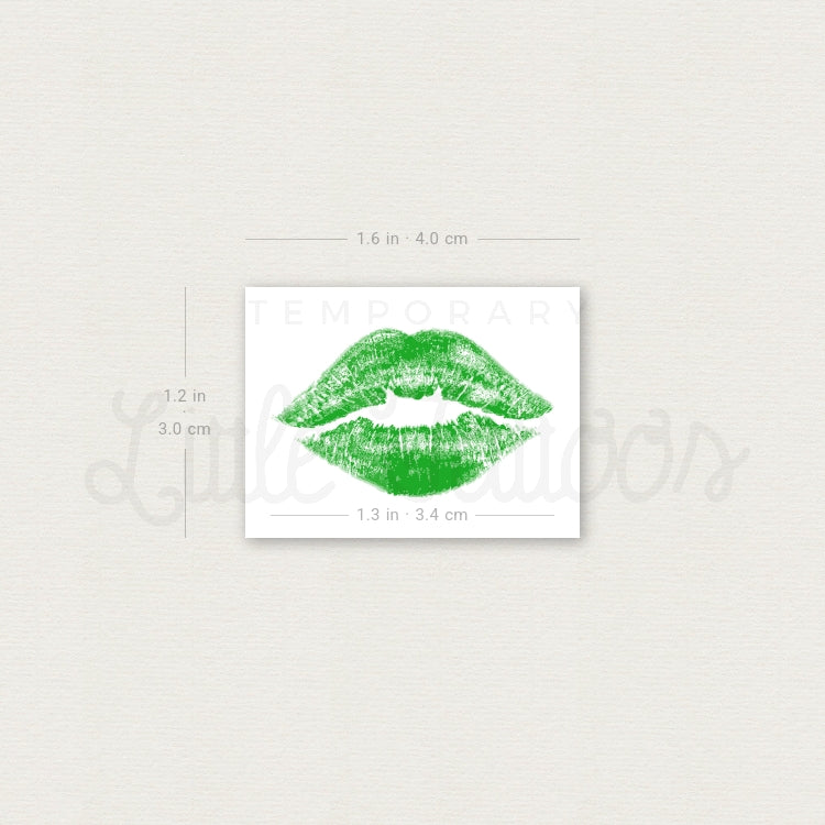 Tatuaje temporal de beso verde (juego de 3)