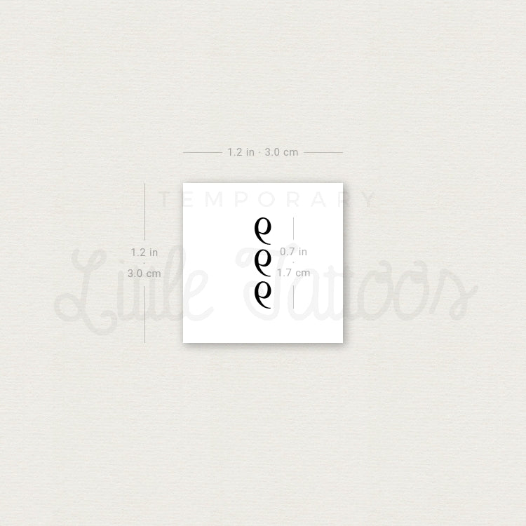 Small 999 Vertical Temporary Tattoo - Set of 3