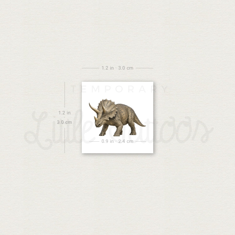 Realistic Triceratops Temporary Tattoo - Set of 3