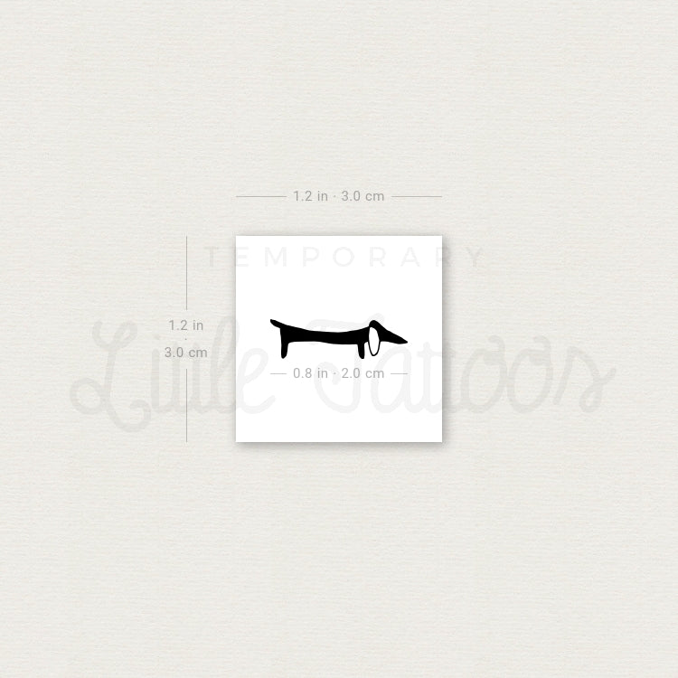 Tatuaje temporal de perro salchicha negro - Juego de 3