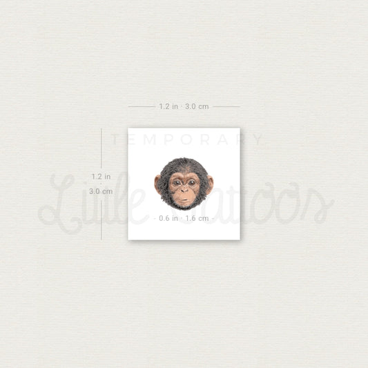 Chimpanzee Portrait Temporary Tattoo - Set of 3